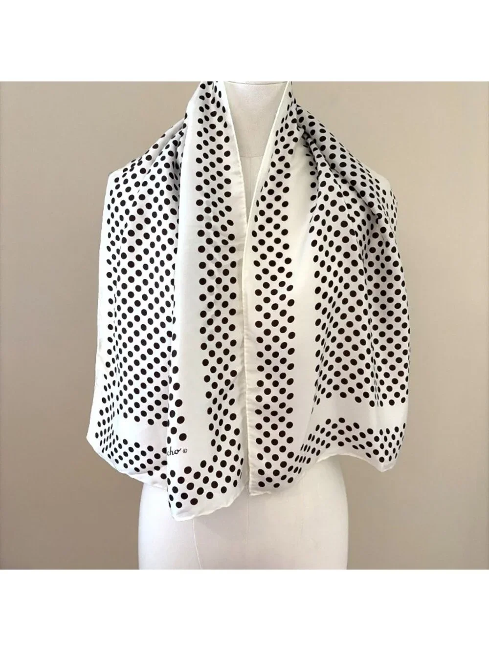 Vintage Echo 100% Silk Scarf 46 X 15